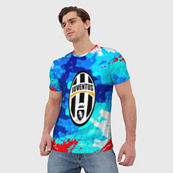 Футболка мужская Ювентус абстрактные краски, цвет: 3D-принт — фото 2