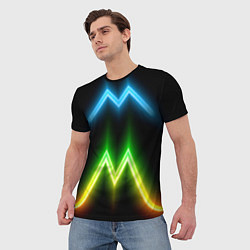Футболка мужская Neon multicolored lines, цвет: 3D-принт — фото 2