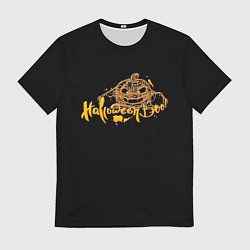 Мужская футболка Хэллоуин - Тыква в паутине