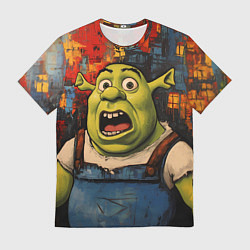 Футболка мужская Удивленный Шрек, цвет: 3D-принт