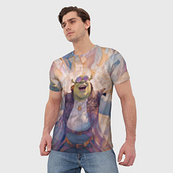 Футболка мужская Шрек на фоне витражей, цвет: 3D-принт — фото 2