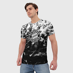 Футболка мужская Bayern Mnchen черно белая бумага, цвет: 3D-принт — фото 2