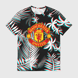 Футболка мужская Манчестер Юнайтед тропики глитч, цвет: 3D-принт