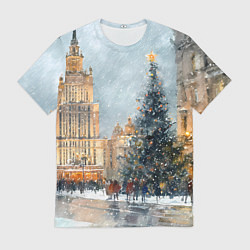 Футболка мужская Новогодняя Москва, цвет: 3D-принт