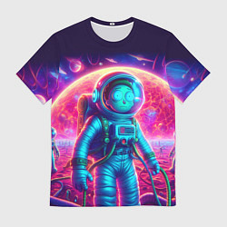 Мужская футболка Морти в одиночестве на неоновой планете