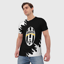 Футболка мужская Juventus белый огонь текстура, цвет: 3D-принт — фото 2