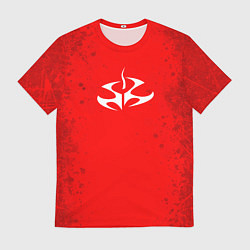 Футболка мужская Белая эмблема hitman на красном, цвет: 3D-принт