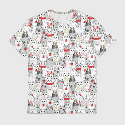 Футболка мужская Новогодние котики, цвет: 3D-принт