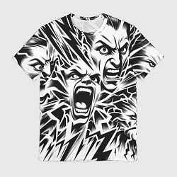 Футболка мужская Свирепые лица и молнии - нейроарт, цвет: 3D-принт