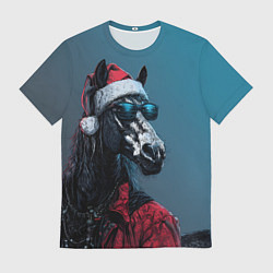 Футболка мужская Лошадь в новогоднем стиле, цвет: 3D-принт