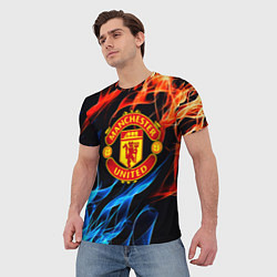 Футболка мужская Манчестер Юнайтед огонь битва, цвет: 3D-принт — фото 2