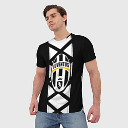 Футболка мужская Ювентус геометрия полосы линии, цвет: 3D-принт — фото 2