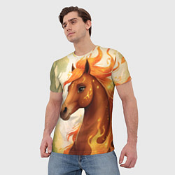 Футболка мужская Милая огненная лошадь, цвет: 3D-принт — фото 2