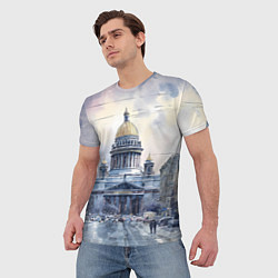 Футболка мужская Санкт-Петербург зимний город, цвет: 3D-принт — фото 2