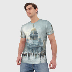 Футболка мужская Санкт-Петербург зимний пейзаж, цвет: 3D-принт — фото 2