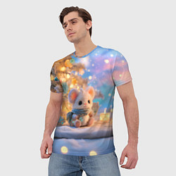 Футболка мужская Новогодняя милая мышка, цвет: 3D-принт — фото 2