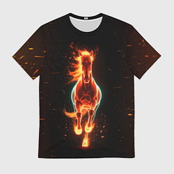 Футболка мужская Огненная лошадь из темноты, цвет: 3D-принт