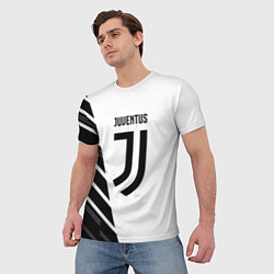 Футболка мужская Ювентус полосы геометрия текстура, цвет: 3D-принт — фото 2