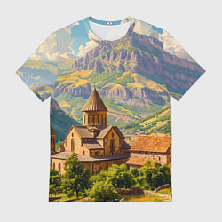Футболка мужская Горный покой: храм среди облаков, цвет: 3D-принт