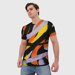 Футболка мужская Полоски краски абстракция, цвет: 3D-принт — фото 2
