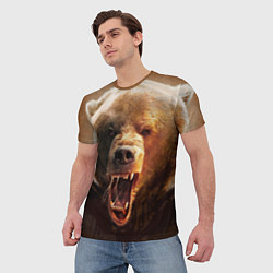 Футболка мужская Рык медведя, цвет: 3D-принт — фото 2