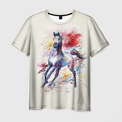 Футболка мужская Лошадь: акварель, цвет: 3D-принт
