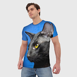 Футболка мужская Черный кот, цвет: 3D-принт — фото 2