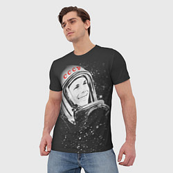 Футболка мужская Гагарин в космосе, цвет: 3D-принт — фото 2