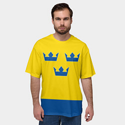 Футболка оверсайз мужская Сборная Швеции: домашняя форма, цвет: 3D-принт — фото 2