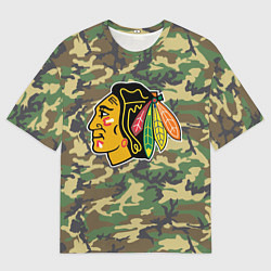 Футболка оверсайз мужская Blackhawks Camouflage, цвет: 3D-принт