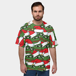 Футболка оверсайз мужская Sad frog new year, цвет: 3D-принт — фото 2
