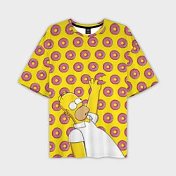 Мужская футболка оверсайз Пончики Гомера Симпсона