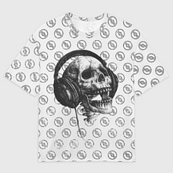 Мужская футболка оверсайз Череп меломана