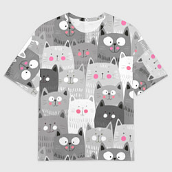 Футболка оверсайз мужская Котейки 2, цвет: 3D-принт