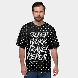 Футболка оверсайз мужская Sleep Work Travel Repeat, цвет: 3D-принт — фото 2