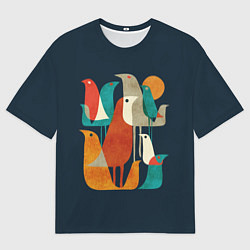 Мужская футболка оверсайз Осенние птицы