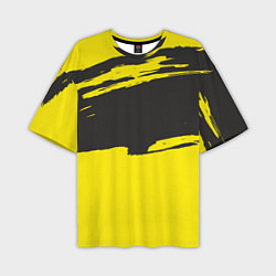 Футболка оверсайз мужская Чёрно-жёлтый, цвет: 3D-принт