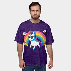 Футболка оверсайз мужская Радужный единорог, цвет: 3D-принт — фото 2