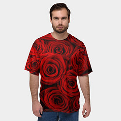 Футболка оверсайз мужская Красные розы, цвет: 3D-принт — фото 2