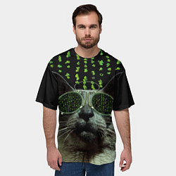 Футболка оверсайз мужская Кот в матрице, цвет: 3D-принт — фото 2
