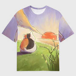 Мужская футболка оверсайз Тетрадь дружбы Нацумэ