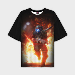Мужская футболка оверсайз Titanfall fighter runs