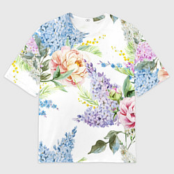 Футболка оверсайз мужская Сирень и Пионы, цвет: 3D-принт