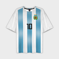 Футболка оверсайз мужская Сборная Аргентины: Месси ЧМ-2018, цвет: 3D-принт