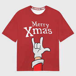 Футболка оверсайз мужская Merry Xmas - Santas hand, цвет: 3D-принт