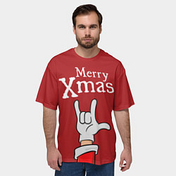 Футболка оверсайз мужская Merry Xmas - Santas hand, цвет: 3D-принт — фото 2