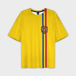 Футболка оверсайз мужская Молдавия: лента с гербом, цвет: 3D-принт