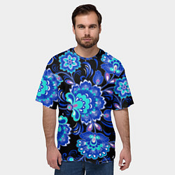 Футболка оверсайз мужская Синяя хохлома, цвет: 3D-принт — фото 2