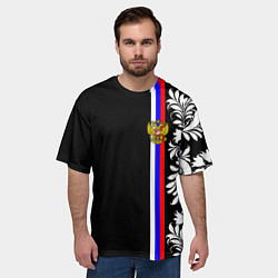 Футболка оверсайз мужская Россия: цветочная коллекция, цвет: 3D-принт — фото 2