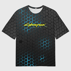 Футболка оверсайз мужская Cyberpunk 2077: Blue Carbon, цвет: 3D-принт